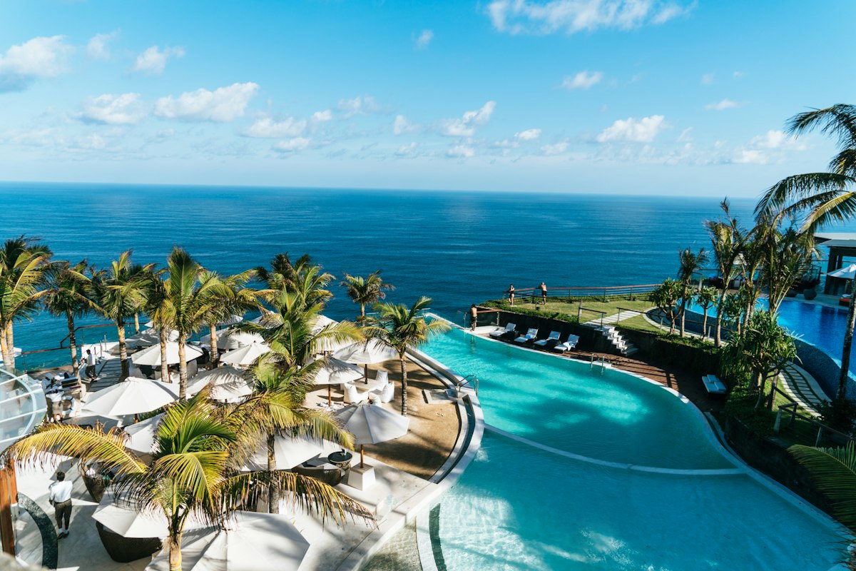 Pool and palm trees